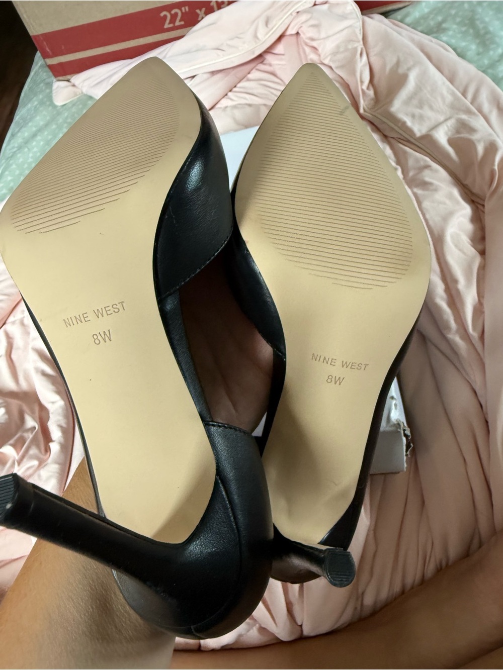 Nine West Black Leather Pointed-Toe D'Orsay Heels - Picture 4 of 5